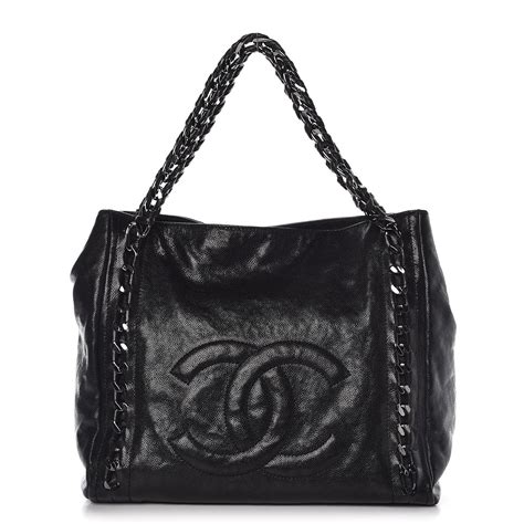 chanel black modern chain tote